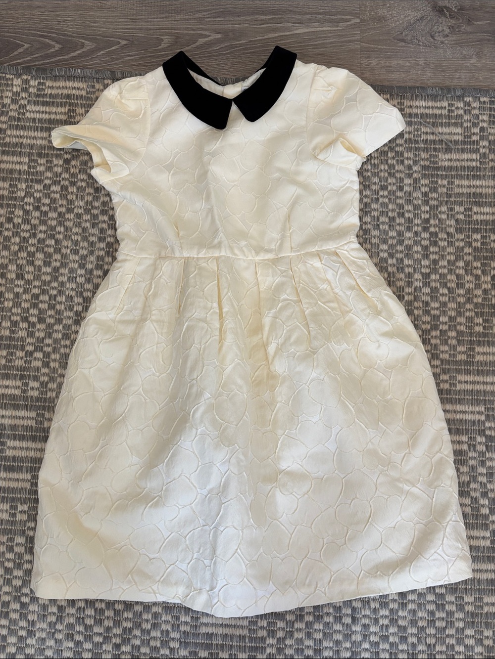 Bonpoint Cream Dress with Black Peter Pan Collar